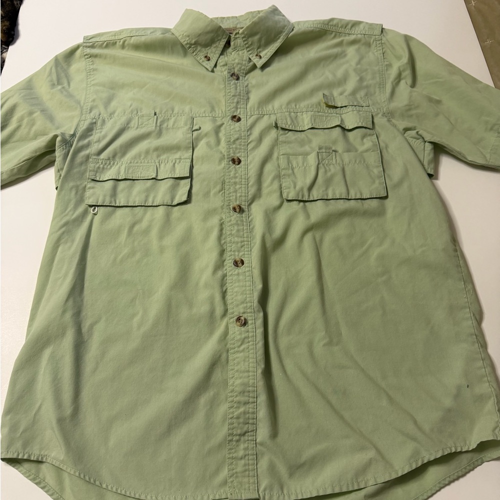 Light Green Casual Button-Down Shirt for fishing